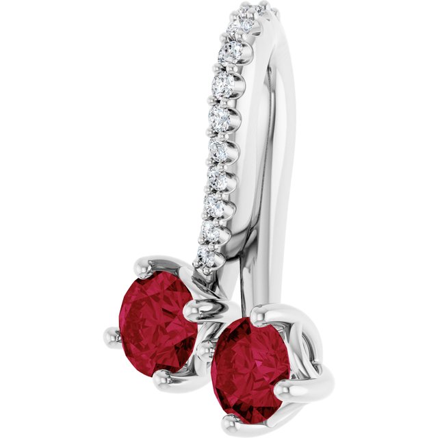 Sterling Silver Lab-Grown Ruby & .05 CTW Natural Diamond Pendant
