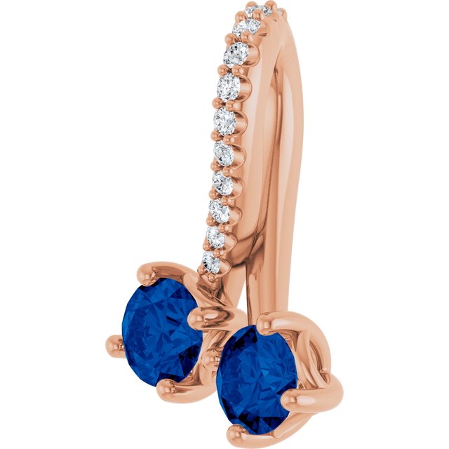 14K Rose Lab-Grown Blue Sapphire & .05 CTW Natural Diamond Pendant