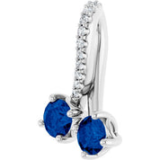 14K White Lab-Grown Blue Sapphire & .05 CTW Natural Diamond Pendant