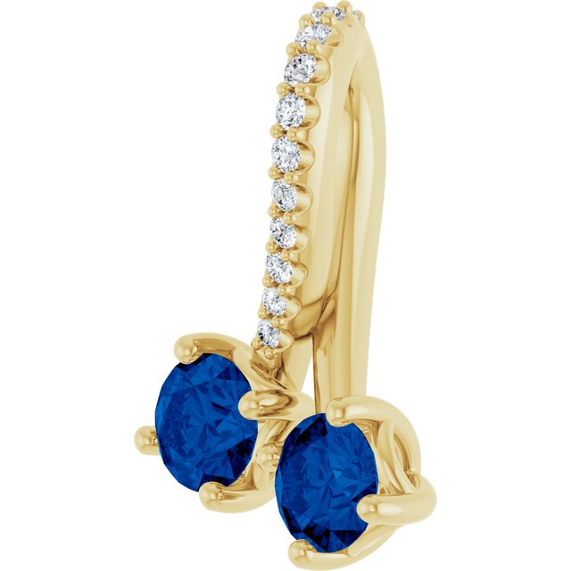 14K Yellow Lab-Grown Blue Sapphire & .05 CTW Natural Diamond Pendant