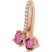 14K Rose Natural Pink Tourmaline & .05 CTW Natural Diamond Pendant