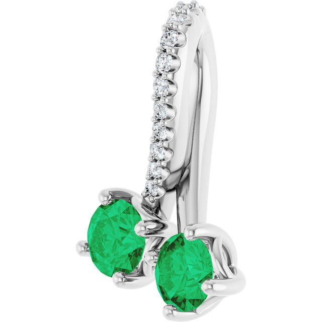 Sterling Silver Lab-Grown Emerald & .05 CTW Natural Diamond Pendant