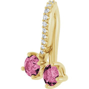 14K Yellow Natural Pink Tourmaline & .05 CTW Natural Diamond Pendant