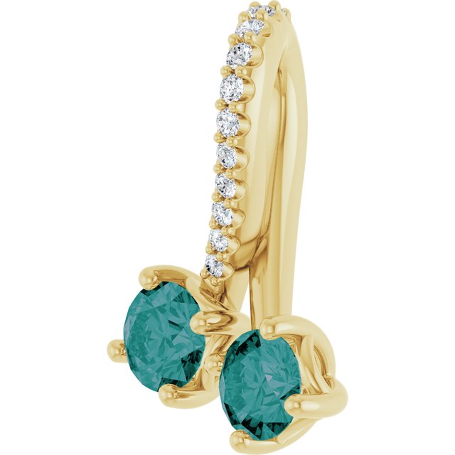 14K Yellow Lab-Grown Alexandrite & .05 CTW Natural Diamond Pendant