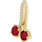 14K Yellow Natural Ruby & .05 CTW Natural Diamond Pendant