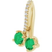 14K Yellow Lab-Grown Emerald & .05 CTW Natural Diamond Pendant