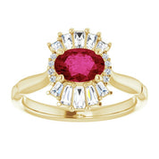 14K Yellow Natural Ruby & 1/4 CTW Natural Diamond Ring