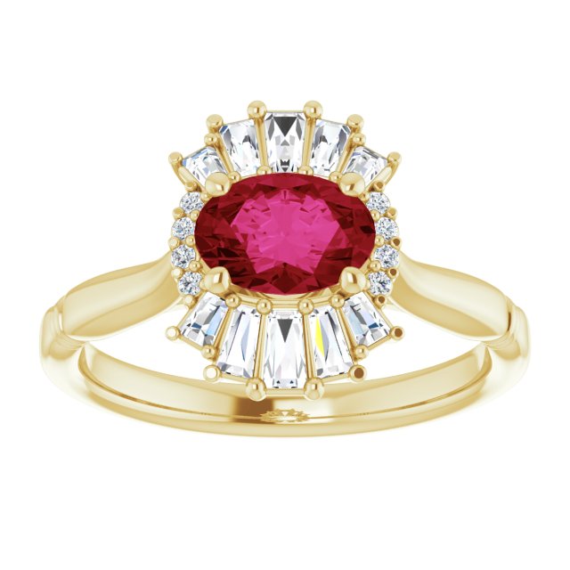 14K Yellow Natural Ruby & 1/4 CTW Natural Diamond Ring