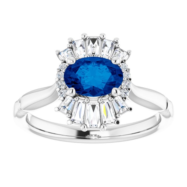 Platinum Natural Blue Sapphire & 1/4 CTW Natural Diamond Ring