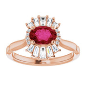 14K Rose Lab-Grown Ruby & 1/4 CTW Natural Diamond Ring