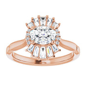 14K Rose Natural White Sapphire & 1/4 CTW Natural Diamond Ring