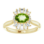 14K Yellow Natural Peridot & 1/4 CTW Natural Diamond Ring
