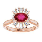 14K Rose Natural Ruby & 1/4 CTW Natural Diamond Ring