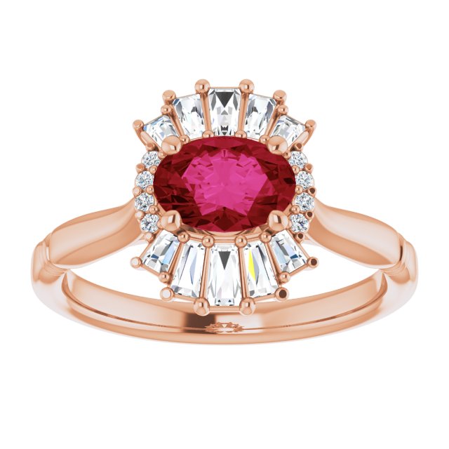 14K Rose Natural Ruby & 1/4 CTW Natural Diamond Ring