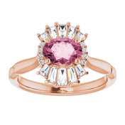 14K Rose Natural Pink Tourmaline & 1/4 CTW Natural Diamond Ring