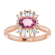 14K Rose Natural Pink Tourmaline & 1/4 CTW Natural Diamond Ring