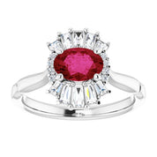 14K White Natural Ruby & 1/4 CTW Natural Diamond Ring