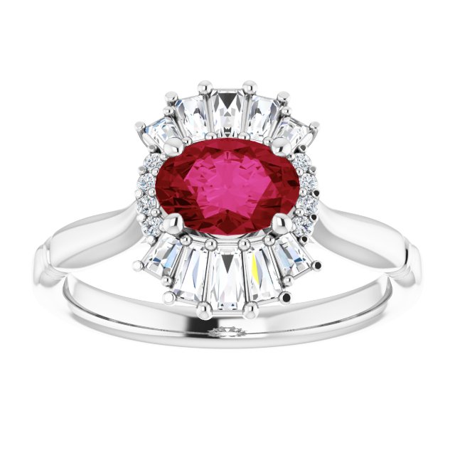 14K White Natural Ruby & 1/4 CTW Natural Diamond Ring