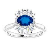 Sterling Silver Natural Blue Sapphire & 1/4 CTW Natural Diamond Ring