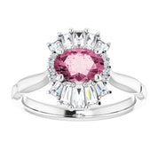 Sterling Silver Natural Pink Tourmaline & 1/4 CTW Natural Diamond Ring