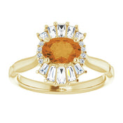14K Yellow Natural Citrine & 1/4 CTW Natural Diamond Ring