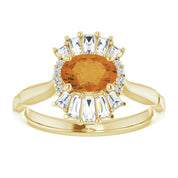 14K Yellow Natural Citrine & 1/4 CTW Natural Diamond Ring