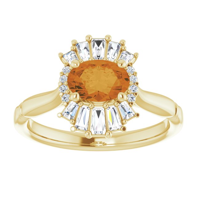 14K Yellow Natural Citrine & 1/4 CTW Natural Diamond Ring