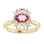 14K Yellow Natural Pink Tourmaline & 1/4 CTW Natural Diamond Ring