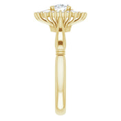 14K Yellow Natural White Sapphire & 1/4 CTW Natural Diamond Ring