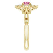 14K Yellow Natural Pink Tourmaline & 1/4 CTW Natural Diamond Ring