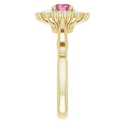 14K Yellow Natural Pink Tourmaline & 1/4 CTW Natural Diamond Ring
