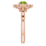 14K Rose Natural Peridot & 1/4 CTW Natural Diamond Ring