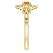14K Yellow Natural Citrine & 1/4 CTW Natural Diamond Ring