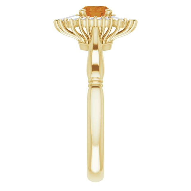 14K Yellow Natural Citrine & 1/4 CTW Natural Diamond Ring