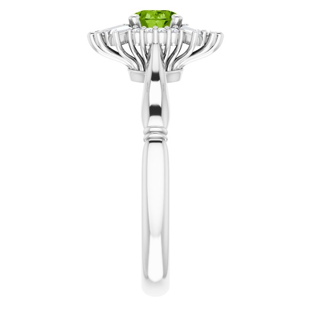 Platinum Natural Peridot & 1/4 CTW Natural Diamond Ring