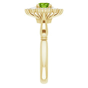 14K Yellow Natural Peridot & 1/4 CTW Natural Diamond Ring