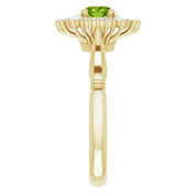 14K Yellow Natural Peridot & 1/4 CTW Natural Diamond Ring
