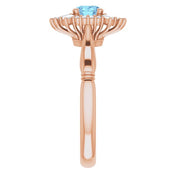 14K Rose Natural Aquamarine & 1/4 CTW Natural Diamond Ring