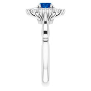 Platinum Natural Blue Sapphire & 1/4 CTW Natural Diamond Ring