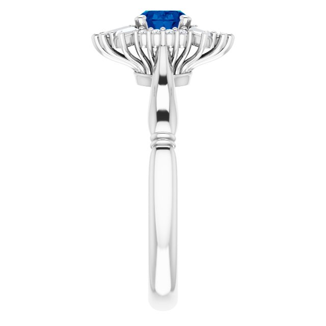 Platinum Natural Blue Sapphire & 1/4 CTW Natural Diamond Ring