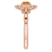 14K Rose Natural Citrine & 1/4 CTW Natural Diamond Ring