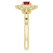 14K Yellow Natural Ruby & 1/4 CTW Natural Diamond Ring