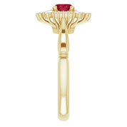 14K Yellow Natural Ruby & 1/4 CTW Natural Diamond Ring