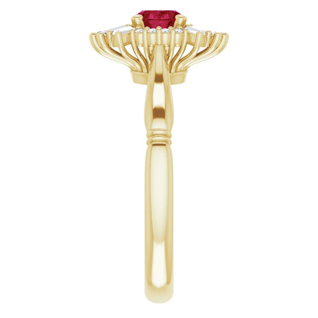 14K Yellow Natural Ruby & 1/4 CTW Natural Diamond Ring