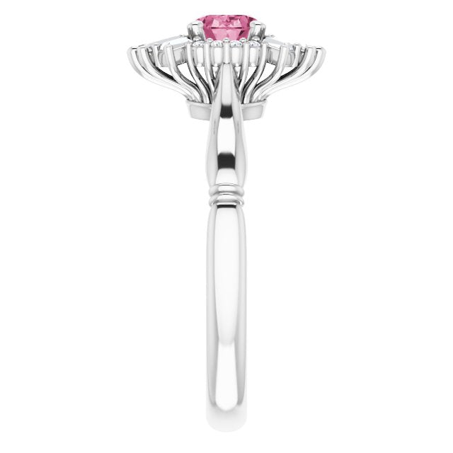 Sterling Silver Natural Pink Tourmaline & 1/4 CTW Natural Diamond Ring