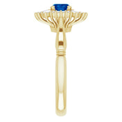 14K Yellow Natural Blue Sapphire & 1/4 CTW Natural Diamond Ring