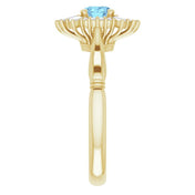 14K Yellow Natural Aquamarine & 1/4 CTW Natural Diamond Ring