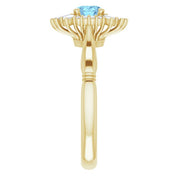 14K Yellow Natural Aquamarine & 1/4 CTW Natural Diamond Ring
