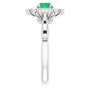 14K White Lab-Grown Emerald & 1/4 CTW Natural Diamond Ring