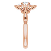 14K Rose Natural White Sapphire & 1/4 CTW Natural Diamond Ring